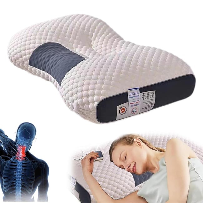 Almohada Cervical 3D Transpirable – Almohada de Fibra de Poliéster Lavable, Ergonómica para Dormir, Protección de Cuello, Suave y que Absorbe Humedad