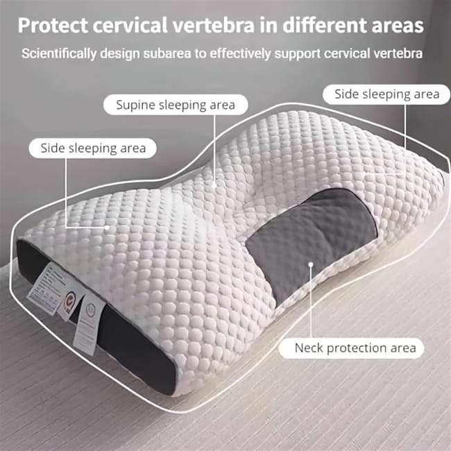 Almohada Cervical 3D Transpirable – Almohada de Fibra de Poliéster Lavable, Ergonómica para Dormir, Protección de Cuello, Suave y que Absorbe Humedad