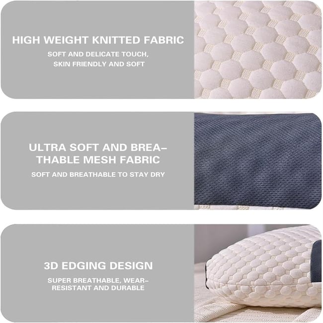 Almohada Cervical 3D Transpirable – Almohada de Fibra de Poliéster Lavable, Ergonómica para Dormir, Protección de Cuello, Suave y que Absorbe Humedad